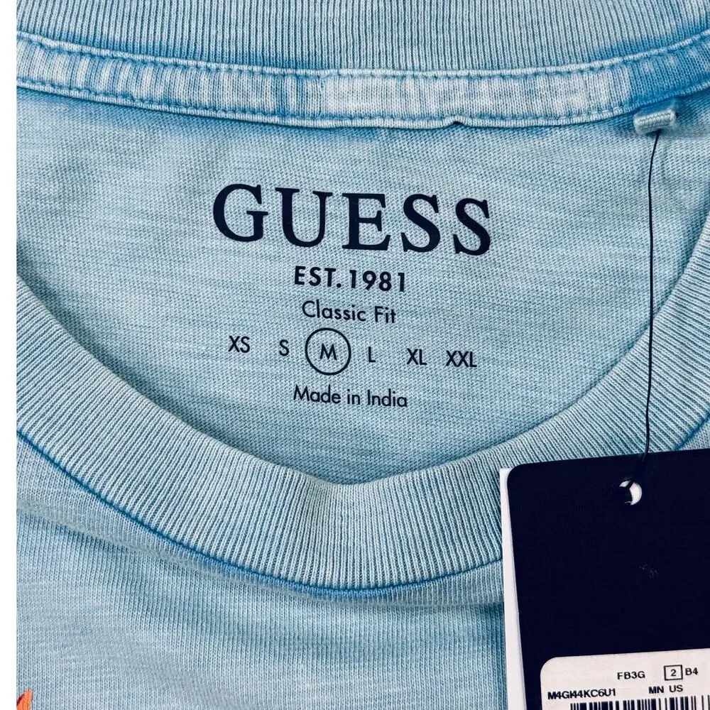 Guess Front Logo graphic print T-Shirt, blue Medium $49 - Picture 6 of 8